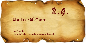 Uhrin Gábor névjegykártya